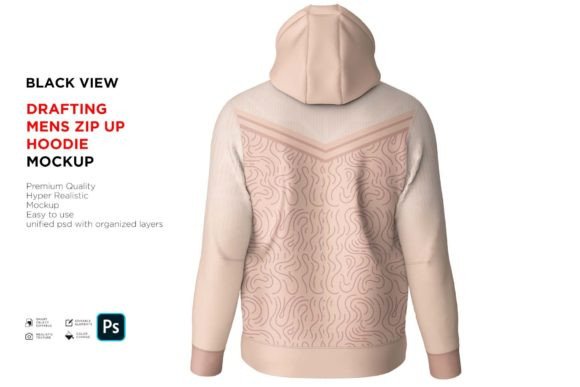 Download Drafting Mens Zip Up Hoodie Back Mockup - Drafting Collection
