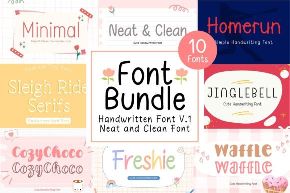 Download Neat &amp; Clean Handwritten Font Bundle V.1 - Written font Collection